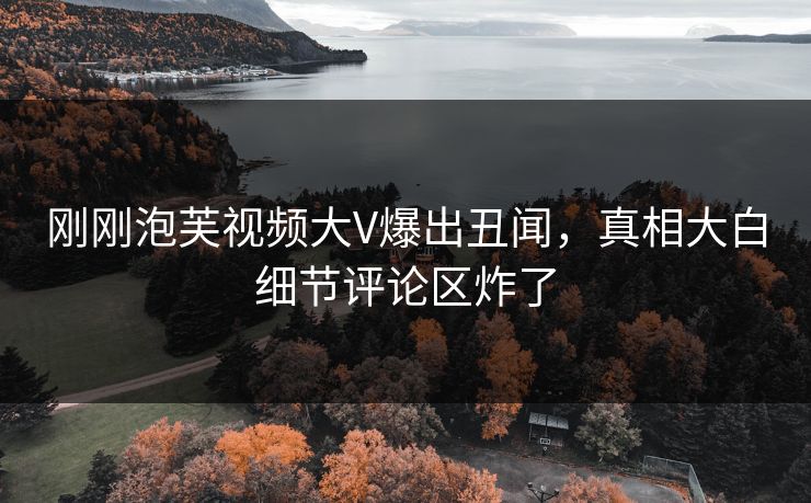刚刚泡芙视频大V爆出丑闻，真相大白细节评论区炸了