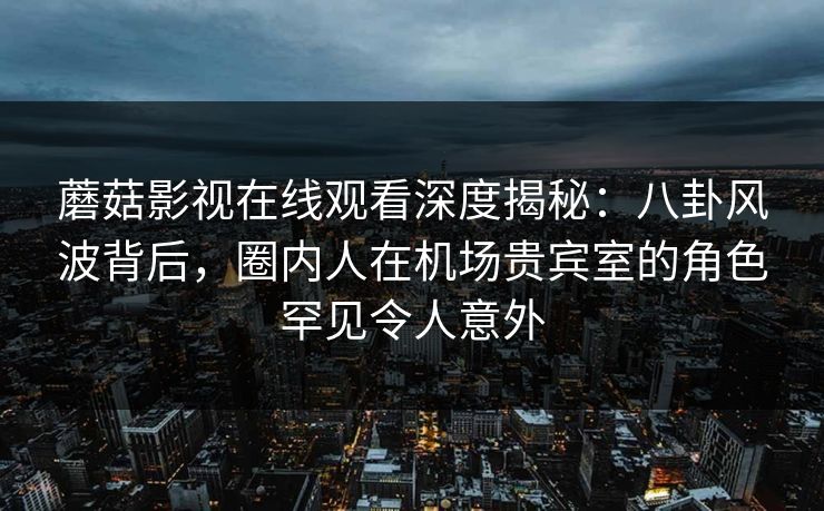 蘑菇影视在线观看深度揭秘：八卦风波背后，圈内人在机场贵宾室的角色罕见令人意外